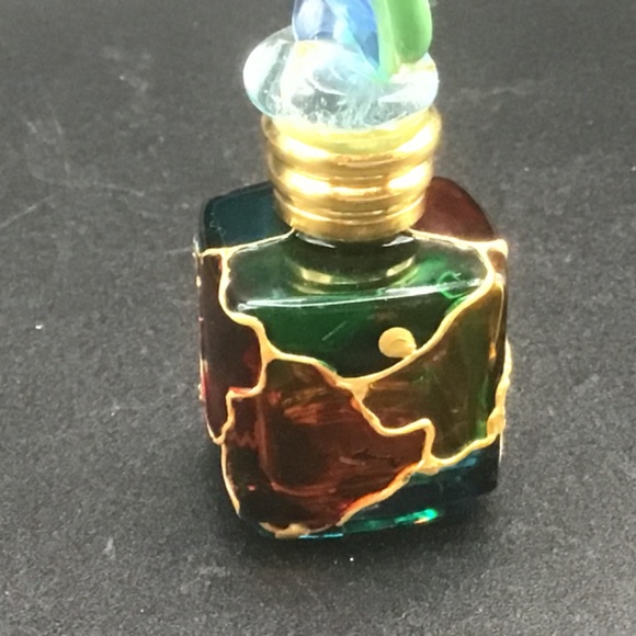 Vintage Mosaic coloured mini perfume bottle with stopper decorative art - Picture 3 of 5